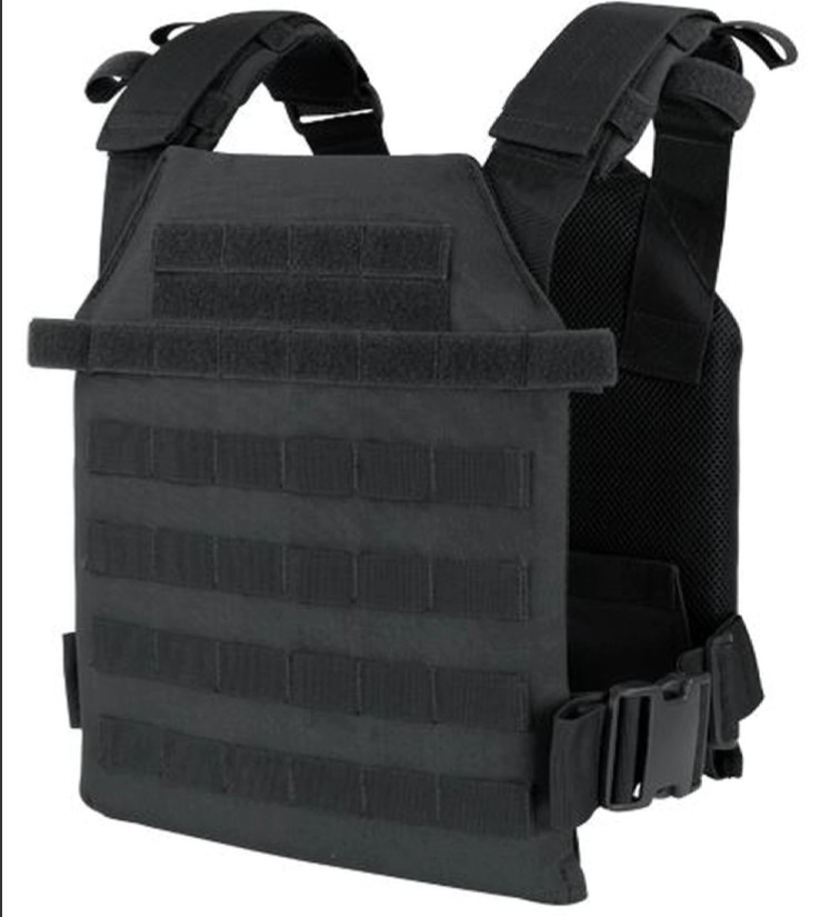 Body Armor AR500 Steel Plates Base Coating Bullet Proof Vest EXP BLK M-XL 10x12s